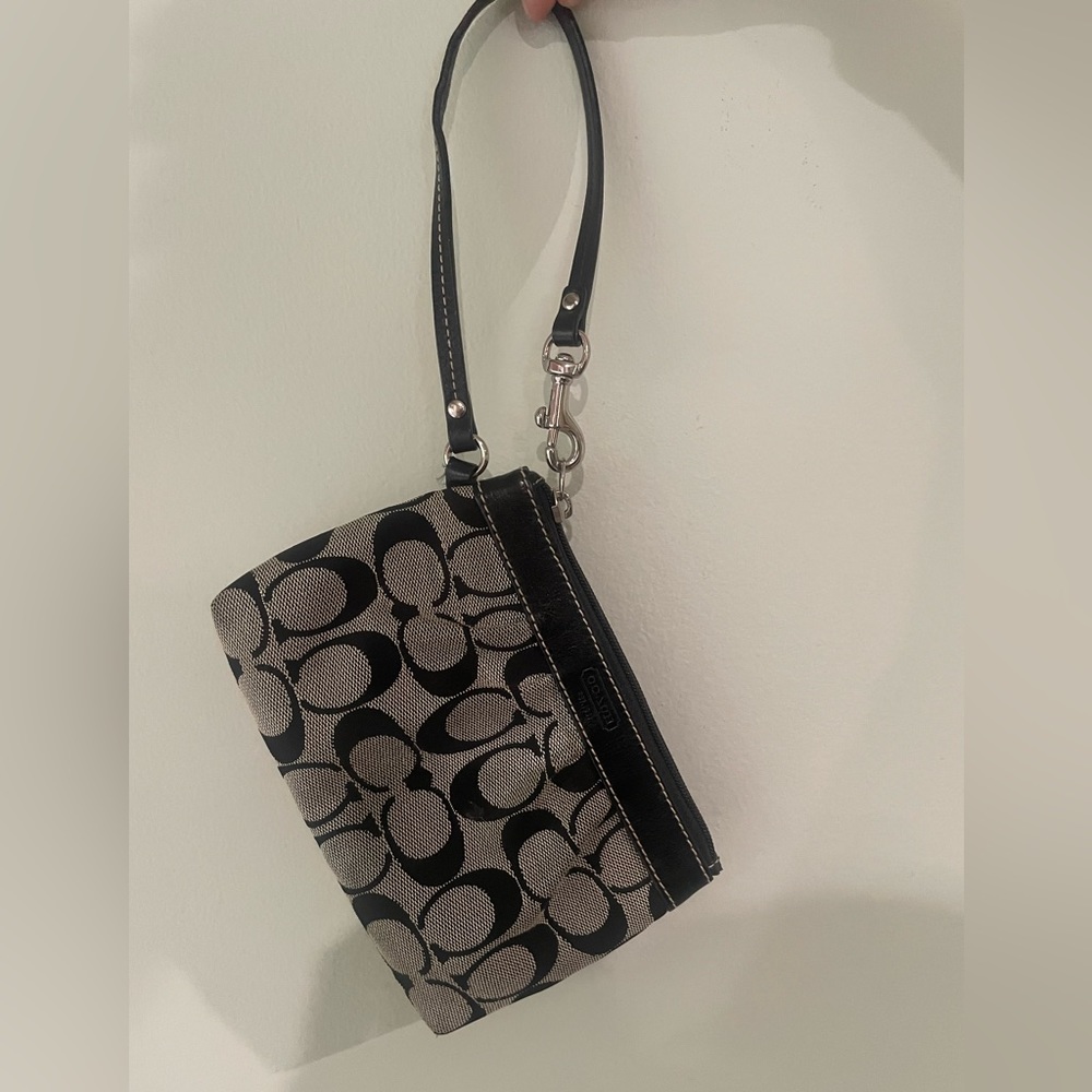 Black Coach Signature Canvas Wristlet